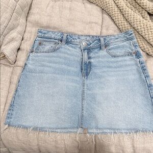 American Eagle Outfitters Denim Mini Skirt with Frayed Hem